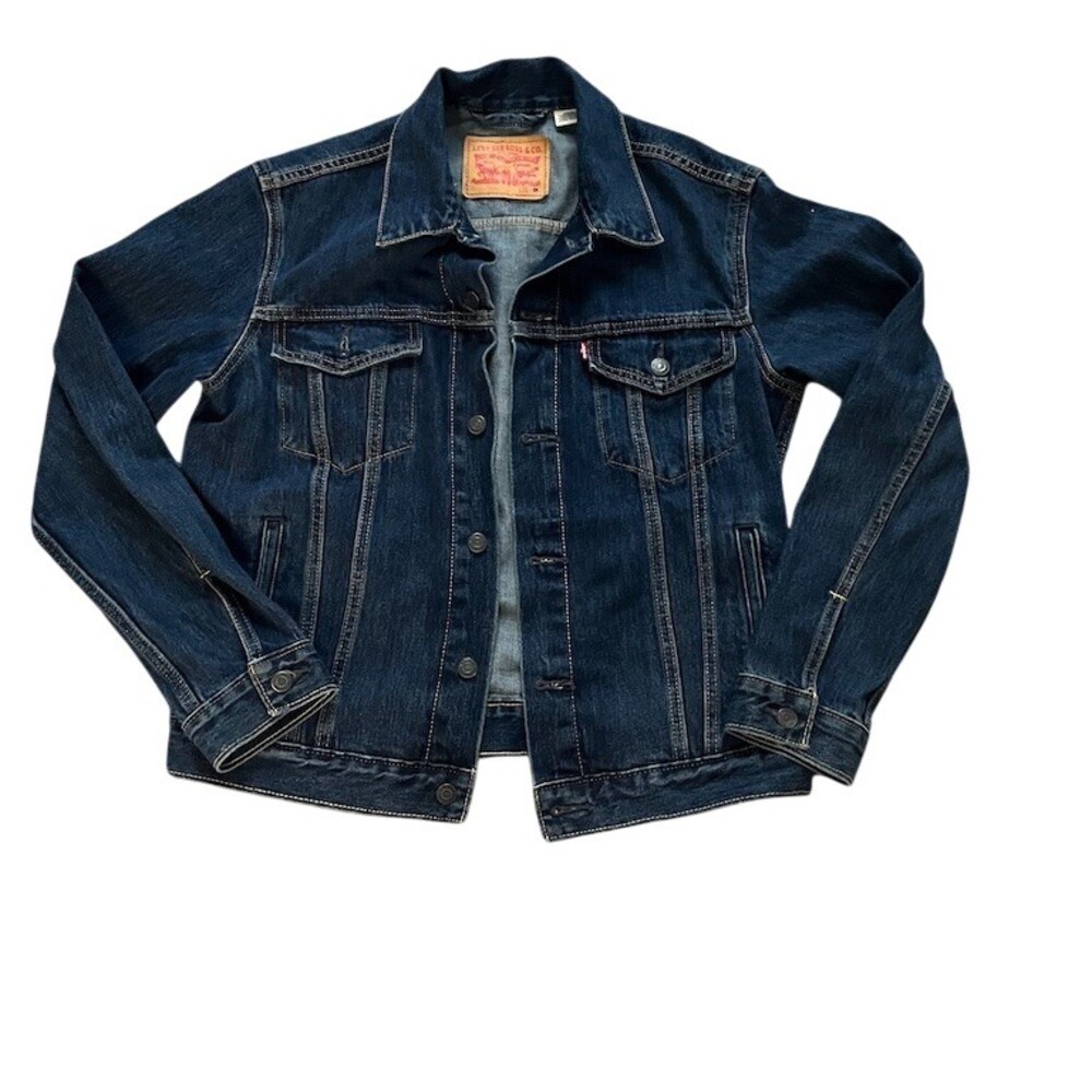 Levi's Trucker Denim Jacket Men's M Dark Wash Red Tab Button Front Blue